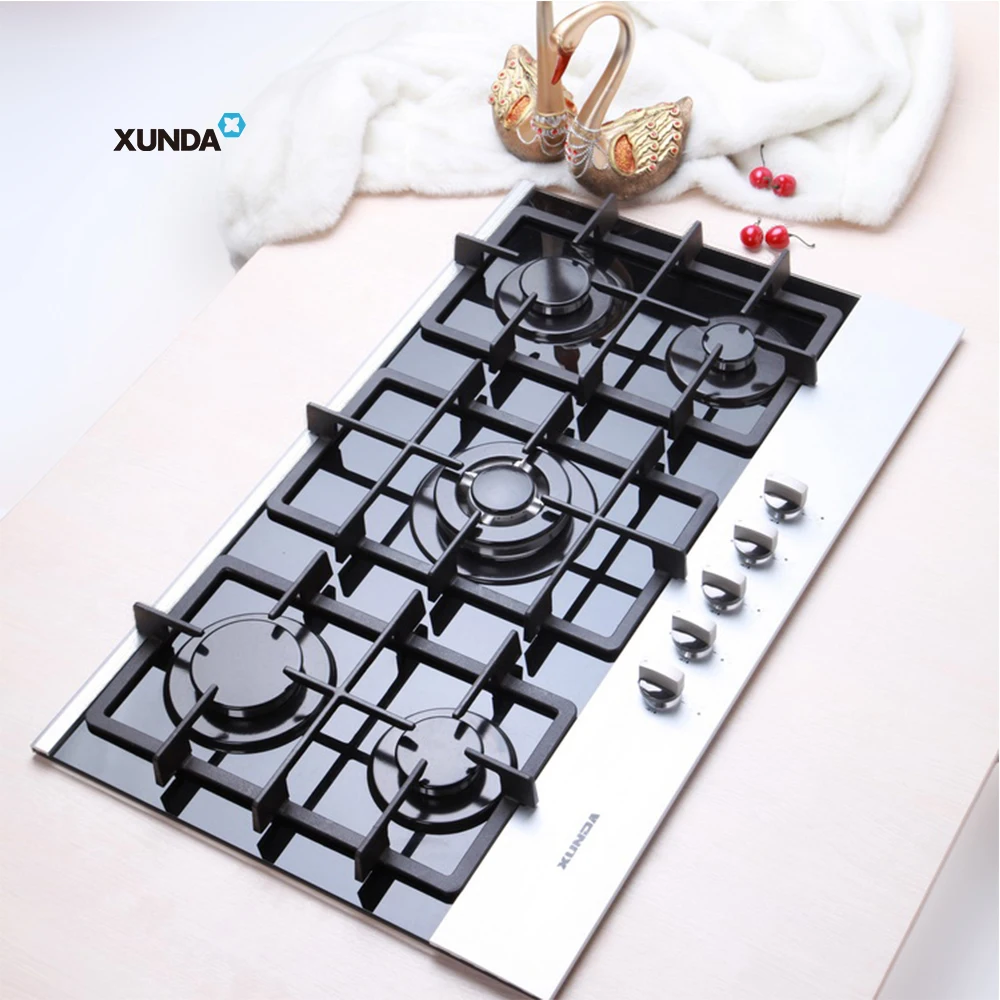 Xunda Cooking Appliances Built In Gas Stove 5 Burners Stainless Steel Gas Cooktops Stove