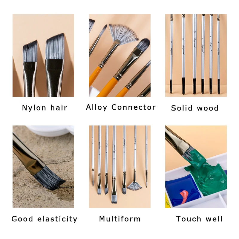 Bo Yi Xuan Customized Nylon Artist Paint Brush Set for Watercolor Oil Acrylic Painting for Beginners and Professionals Brushes
