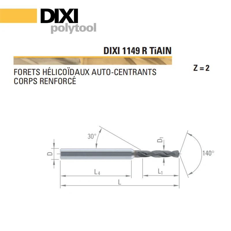 DIXI Carbide Drills reinforced Self-centering Twist Drill DIN Standard for non ferrous materials
