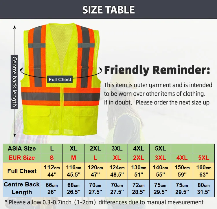Mesh ANSI Class 2 Type R Hi Vis Construction High Visibility Workwear Pocket Personal Reflective Vest Safety Clothing