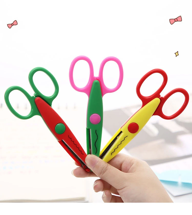 6 Styles Minimalistic Lace Scissors Wavy Pattern Small Round Head Children Special Student Art Tool Stationery Scissor