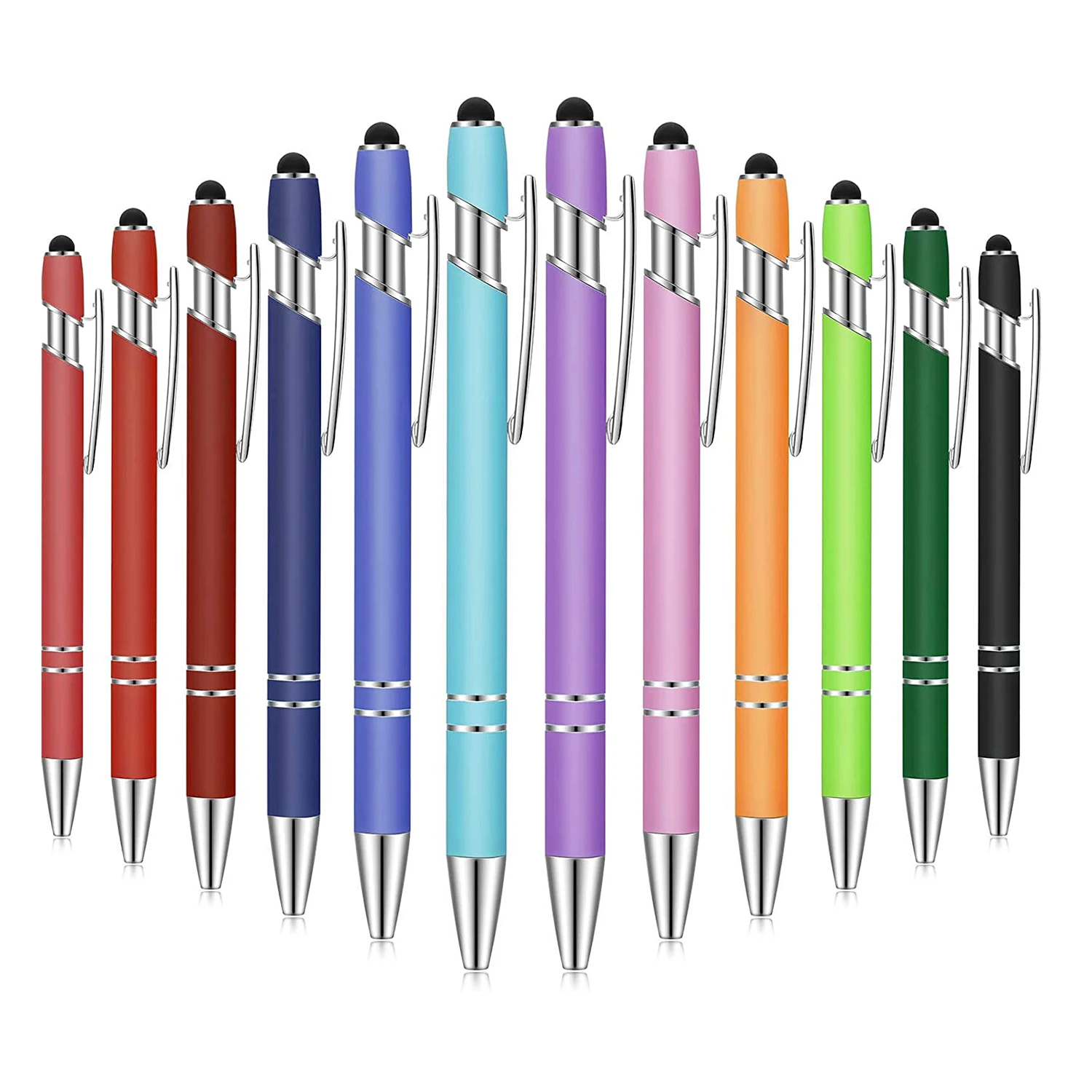 Лидер продаж рекламная Новинка многофункциональный шариковый стилус мягкая ручка для сенсорного экрана 2 в 1 с логотипом на заказ металлические шариковые