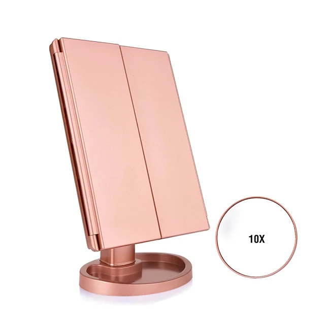 Best Sellers Adjustable Touching Screen 22 Led Cosmetics Makeup Mirror With Lights usb Charging 180 Degree Desktop for makeup