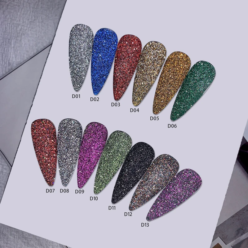 Wholesale bulk reflective glitter powder solvent resistant glitters diamond powder nail glitter powder
