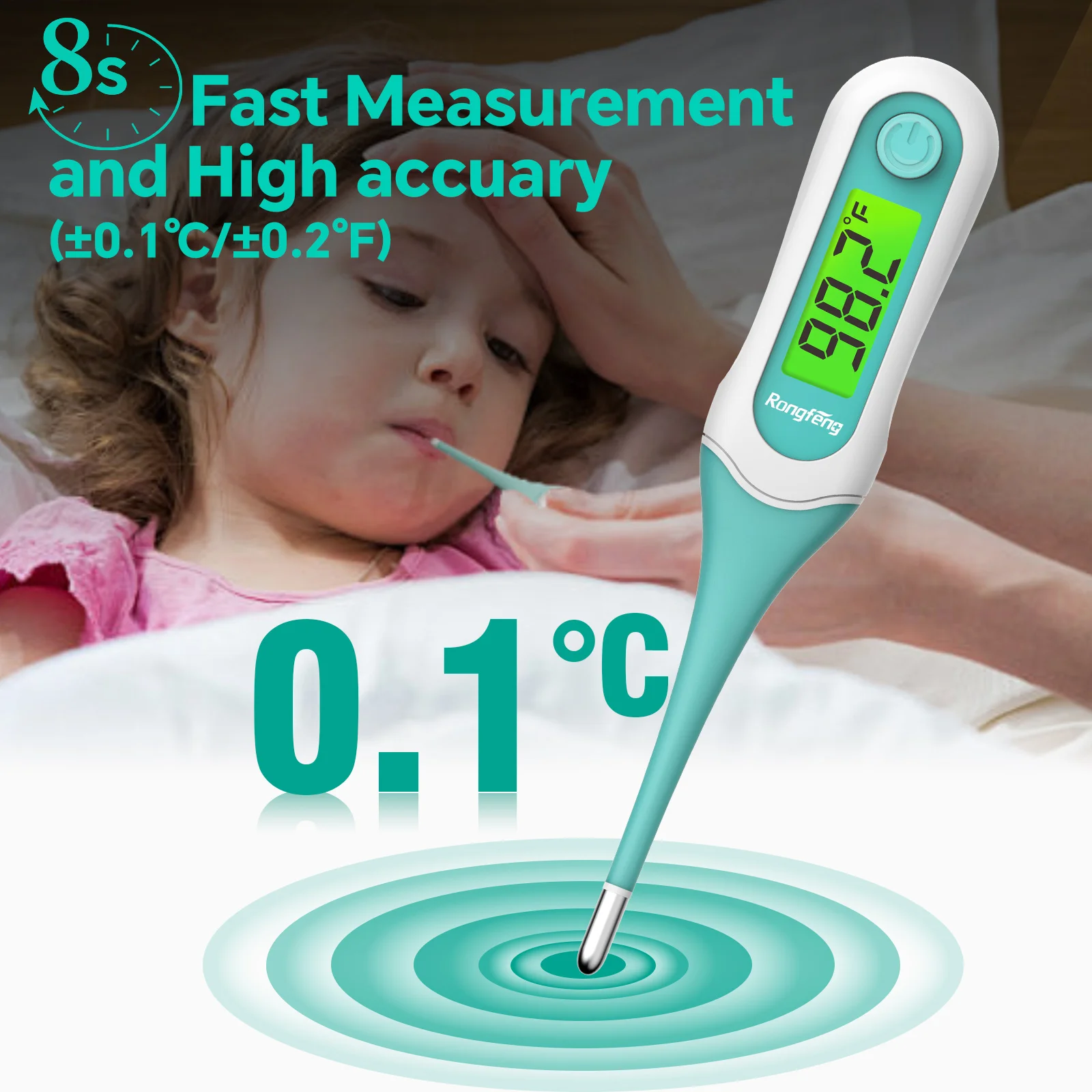 10seconds Fast Read Portable Baby Oral Thermometer Digital Thermometer  Electronic Flexible Thermometer For Family,Medical