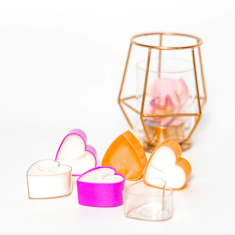 Polycarbonate heart shape tealight cup clear plastic candle holder