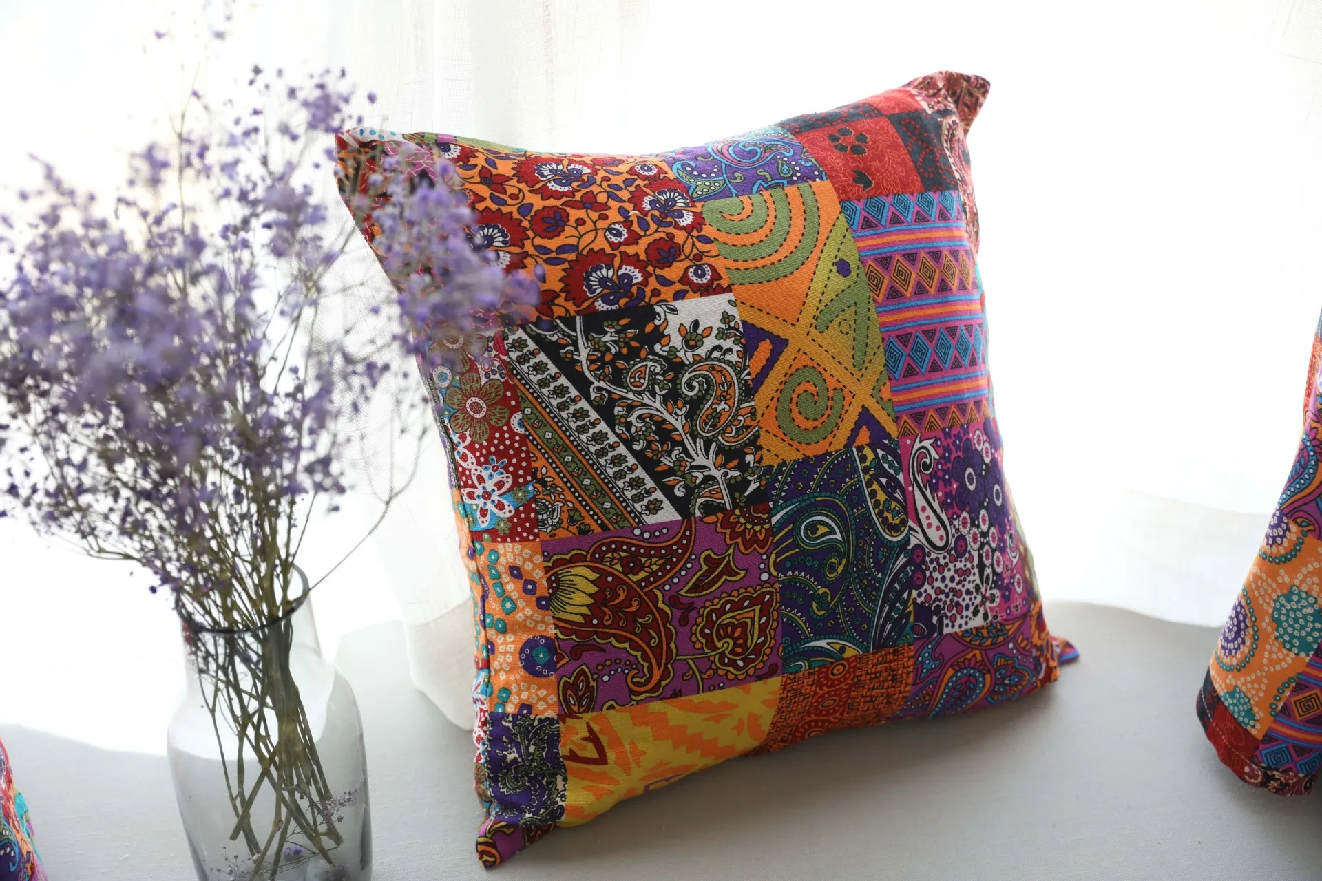 Wholesale Luxury High Grade Cotton Middle East Style Throw Pillow Cover Luxury Vintage Colorful Pillowcase