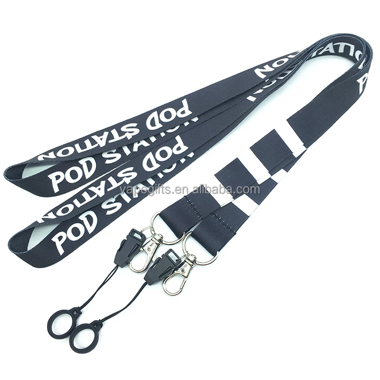 
custom logo printed polyester nylon vaping pen holder necklace lanyard with ego ring 