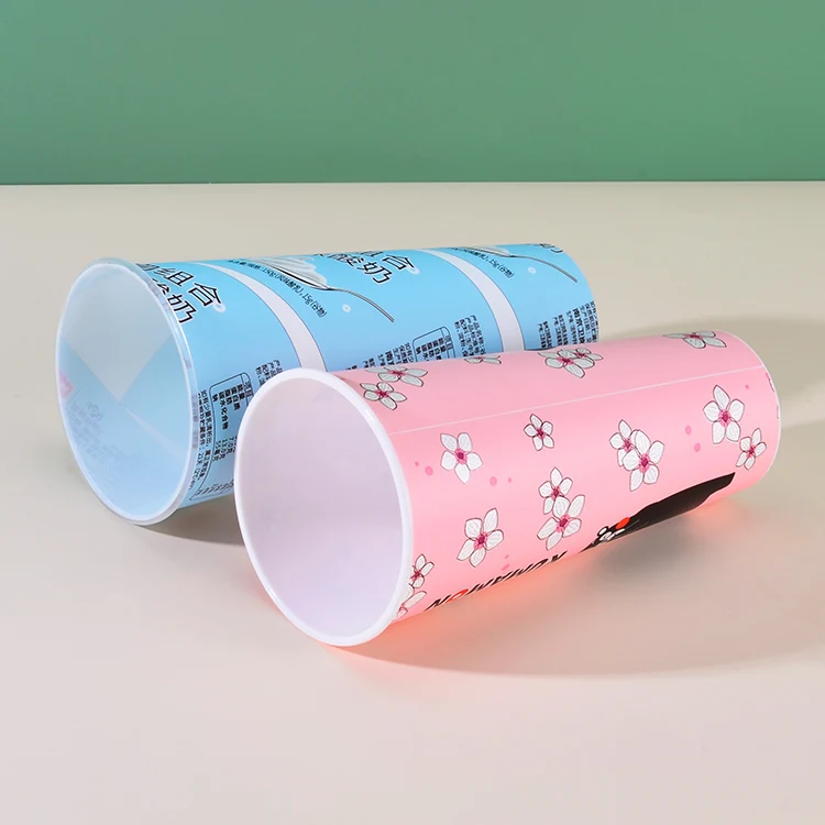 Yuehongkai Plastic Disposable Custom Printed Iml Packaging Round Boba Tea Cup Iml Drinking Containers With Lid