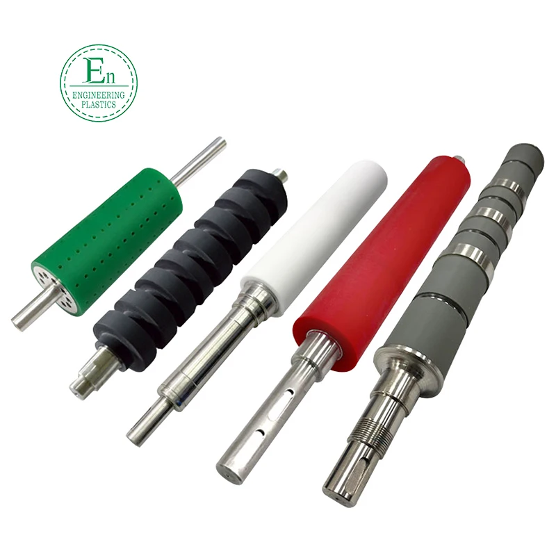 Yellow rubber roller custom wear resistant nylon products roller printing machine spare parts PU guide roller