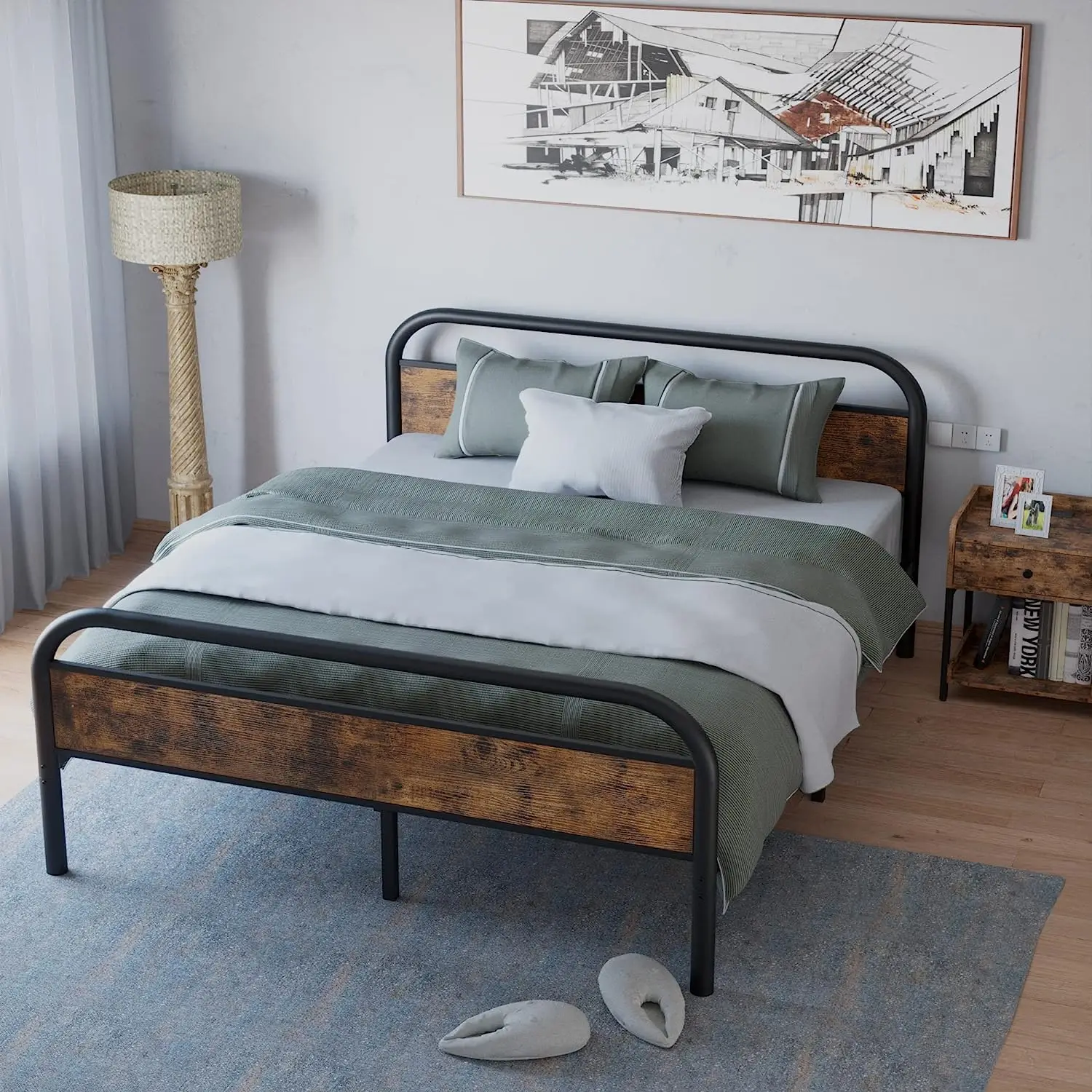 Wholesale Price Custom Manufacturer wholesale bedroom furniture metal bed Modern single large metal bed