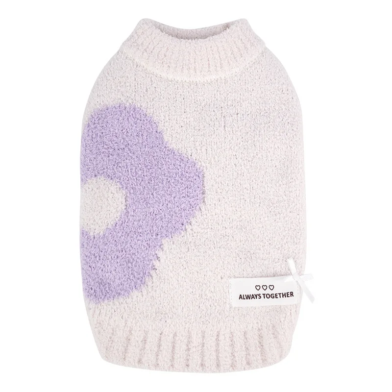 Floral Dog Sweater Thermal Puppy Sweatshirt Dog Winter Clothes for Small Dogs Girl Doggy Pullover Jumper Pet Outfit
