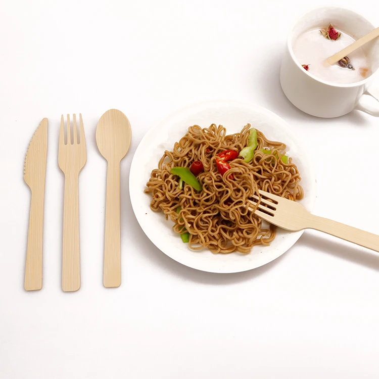 bamboo 17cm disposable travel cutlery set Eco-friendly knife fork and spoon set