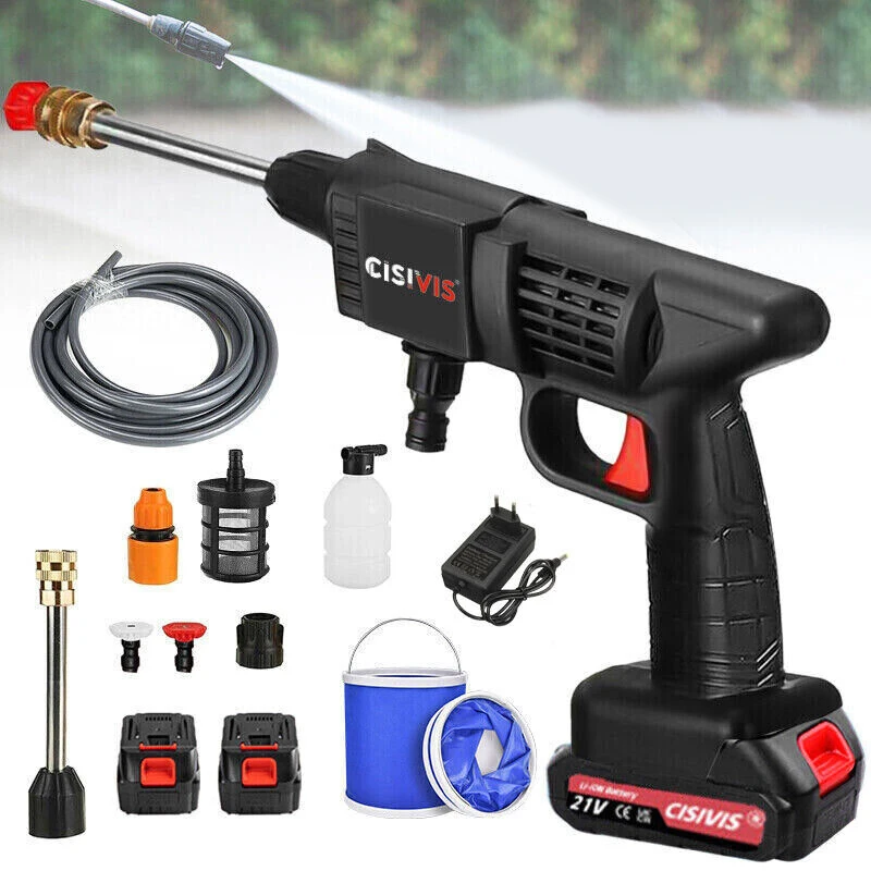 21V Electric Power Car Washer High-Pressure Foam Gun Nozzles Cleaning Cars Pools Gardens Portable Battery Operated Spray Gun