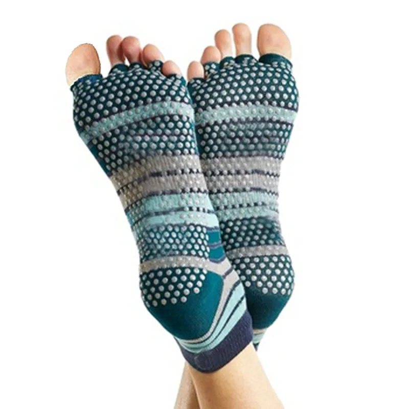 AJ18121 Unisex Customized Logo PVC Grip Non Skid Bamboo Yoga Open Toe Socks