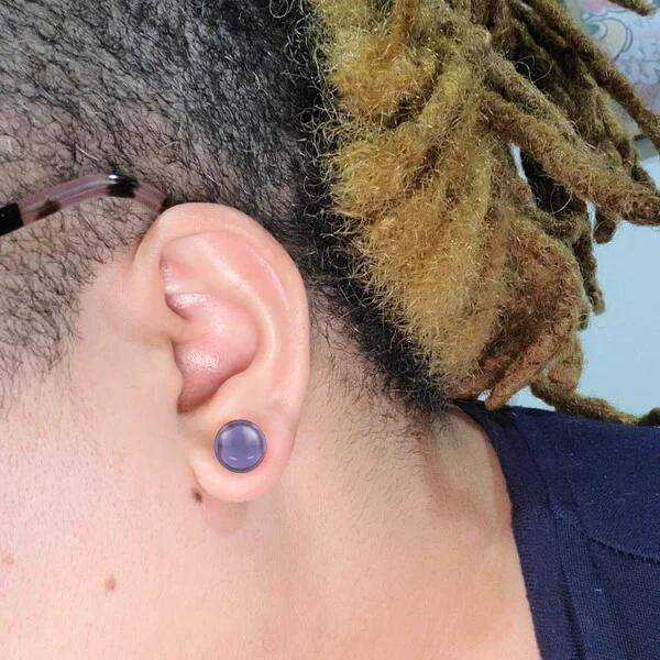 Evorte New Hot Purple Glass Ear Plugs Single Flared Tunnels with Black O-Ring Stretching Plugs Expander Body Piercing Jewelry