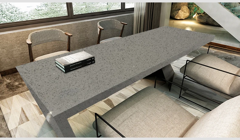 TMZ OEM/ODM Hot Sale Sparkle Series Polished Surface Grey Color Quartz Stone for Home Decoration