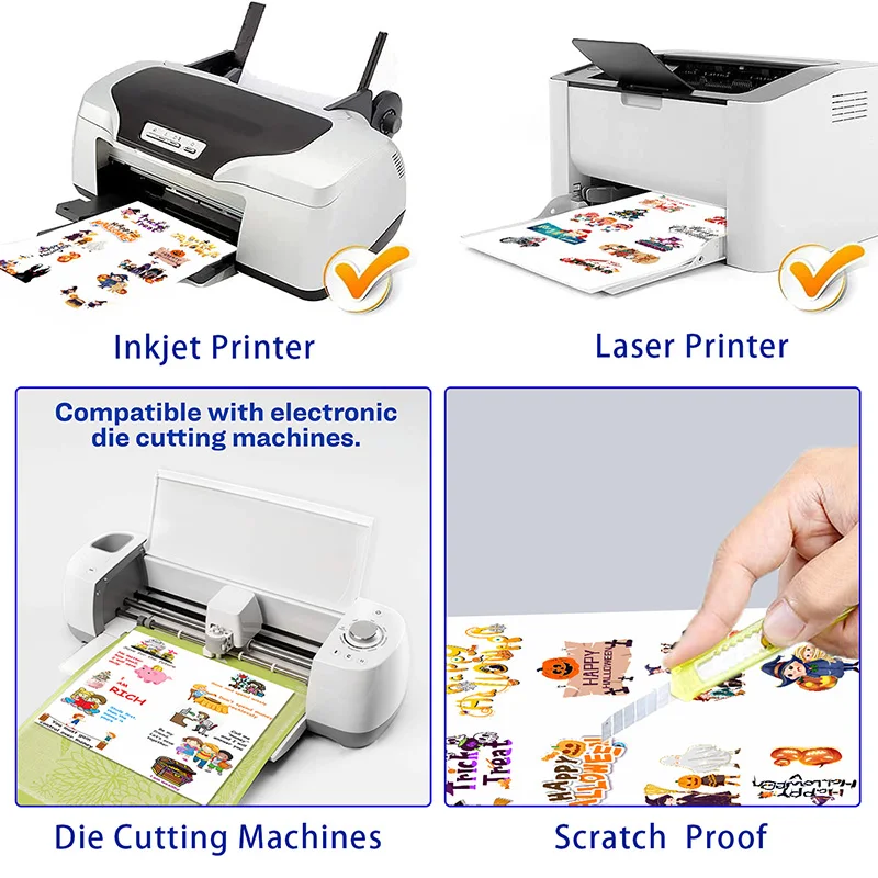 Custom Waterproof Premium Adhesive Glossy Photo A3 A4 Inkjet Printable Vinyl Sticker Paper For Inkjet Printer