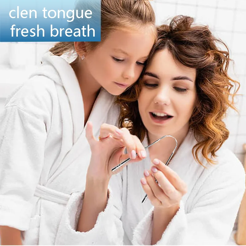 New Arrival Arc scraper 100% 304 Stainless Steel Tongue Scraper with travel plastic sleeve 3 colors available