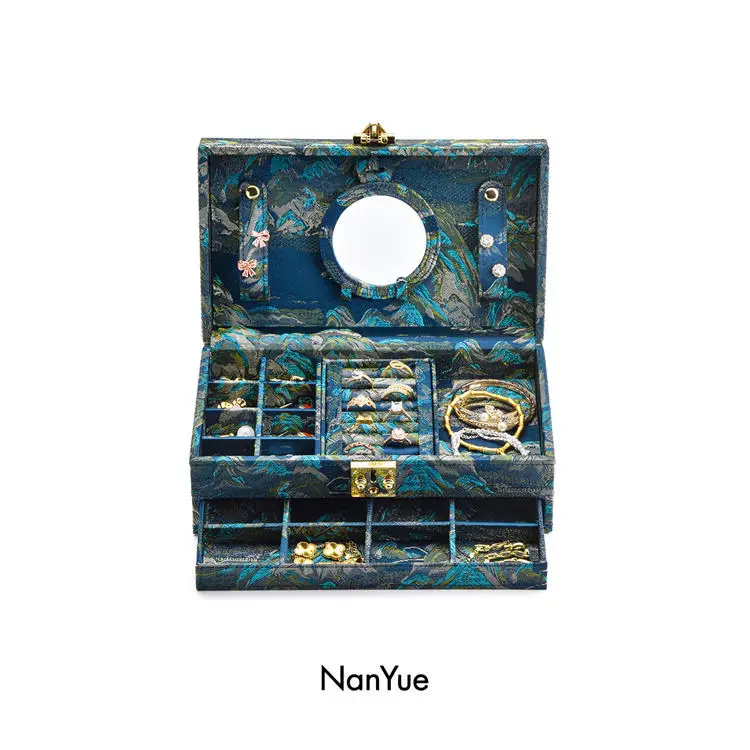 Wholesale Jewelry Organizer Box Bulk Custom Printing Necklace Ring Earring Pendant Packaging Jewelry Storage Case With Mirror