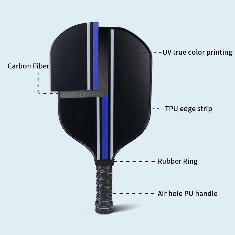 Good quality USAPA Approved T300  carbon fiber sports professional  pickleball paddle light weight honeycore pickleball racket