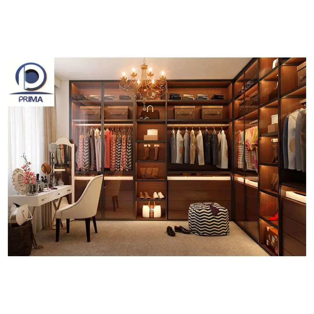 PRIMA Manufacturer Customized Bedroom Walk-in Portable Wardrobe Closet Modern Wooden Wardrobes Room Cabinets