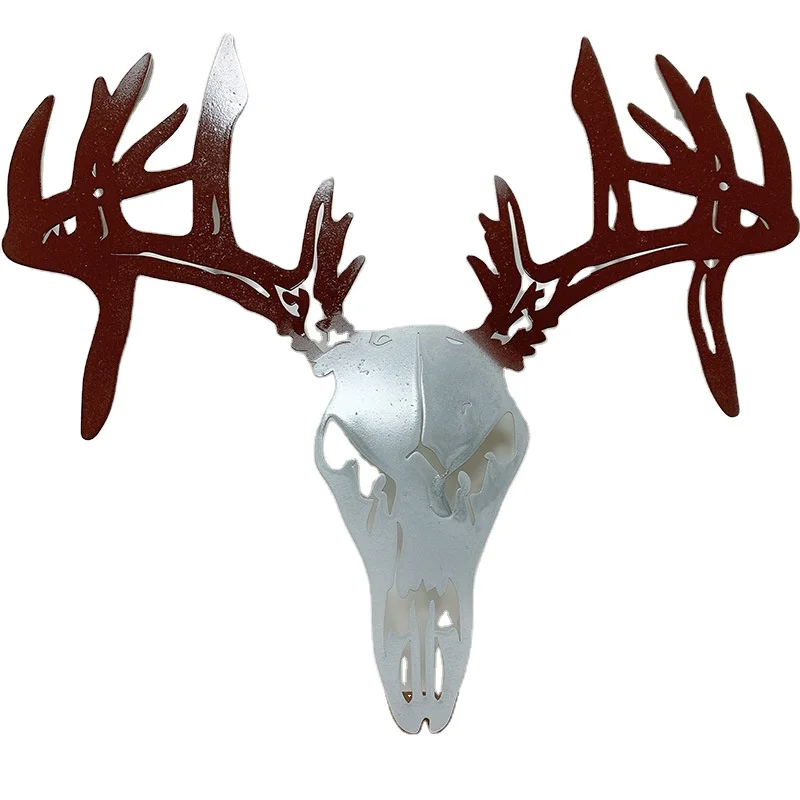 Modern Metal Animal Wall Decoration Wrought Iron Cow Goat Deer Display Art Hanging on Wall