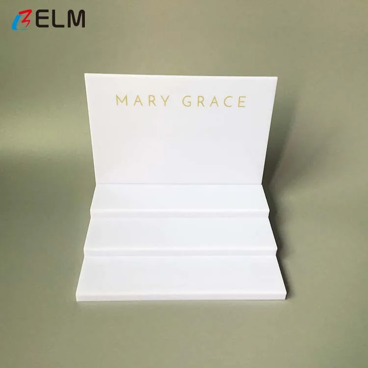 Custom cream lipsticks acrylic white display stand 3 tiered counter top