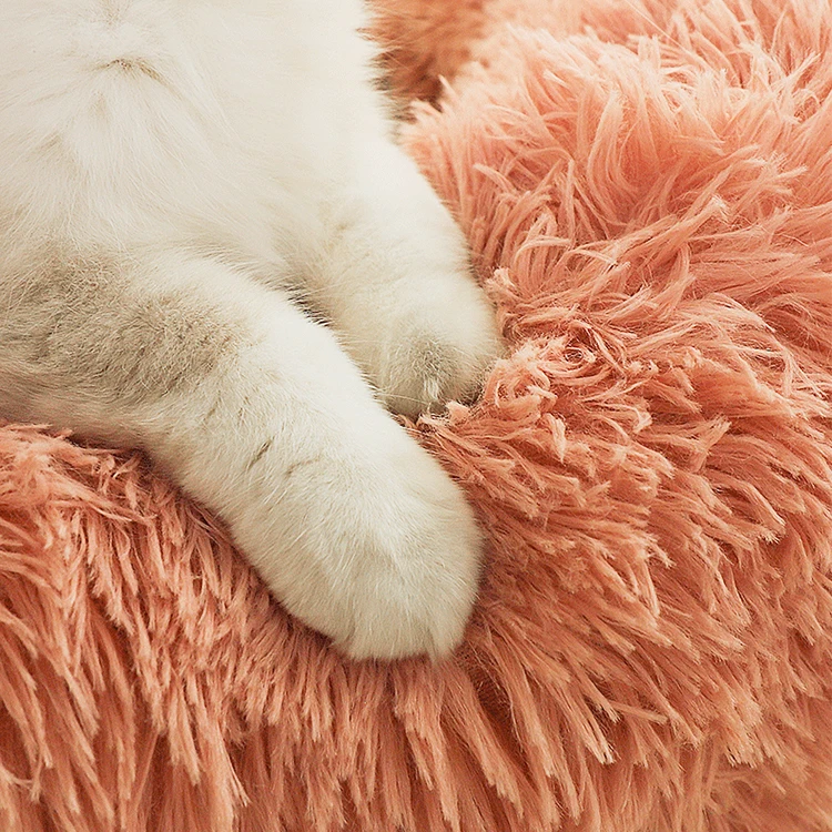 Wholesale High Quality Pet Products Luxury Plush Round Donut Dog Cat Pet Beds