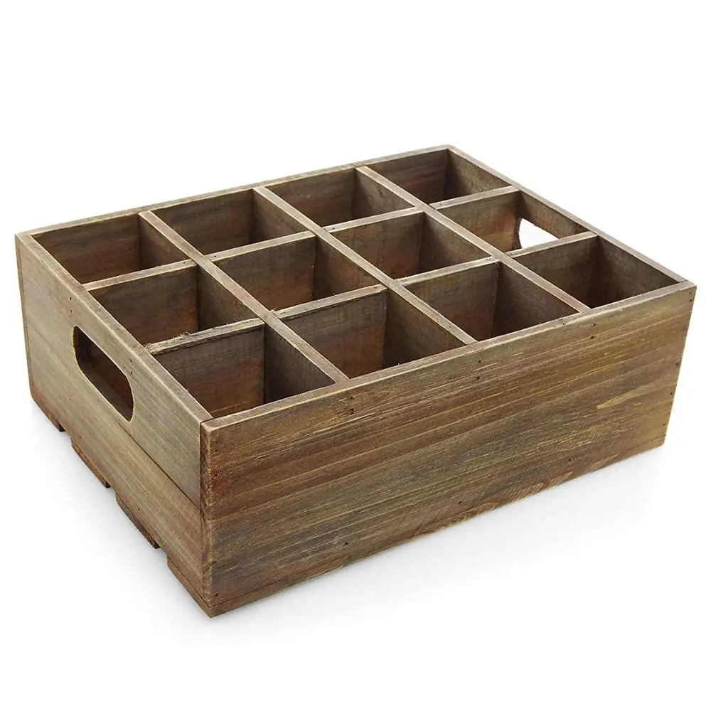 Винтажная отделка, деревенская коричневая древесина, 12 ячеек, коробка для хранения пивных бутылок/коробка для хранения пива с ручками для переноски