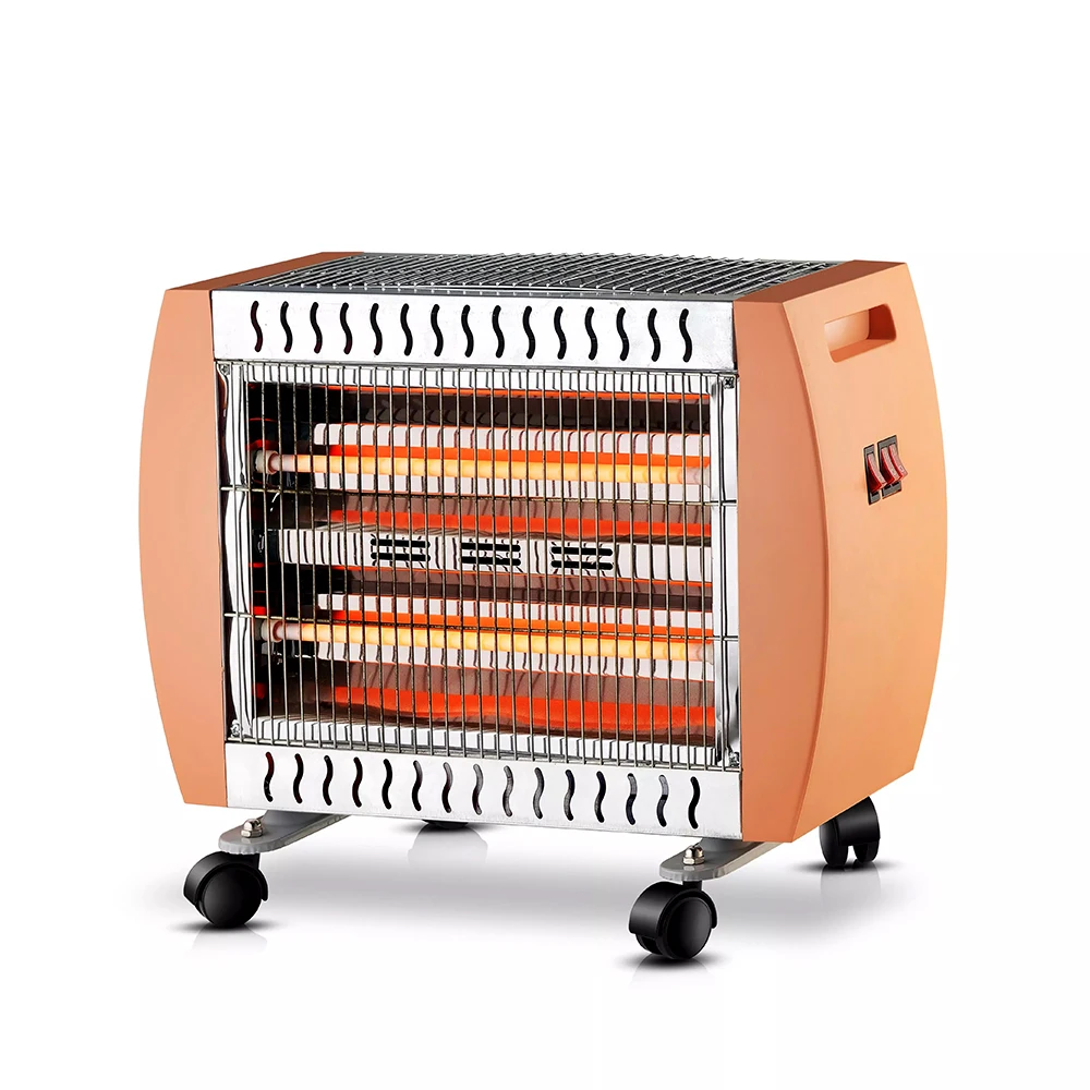 hot sale switch button 2000W freestanding infrared portable electric quartz heater with wheels