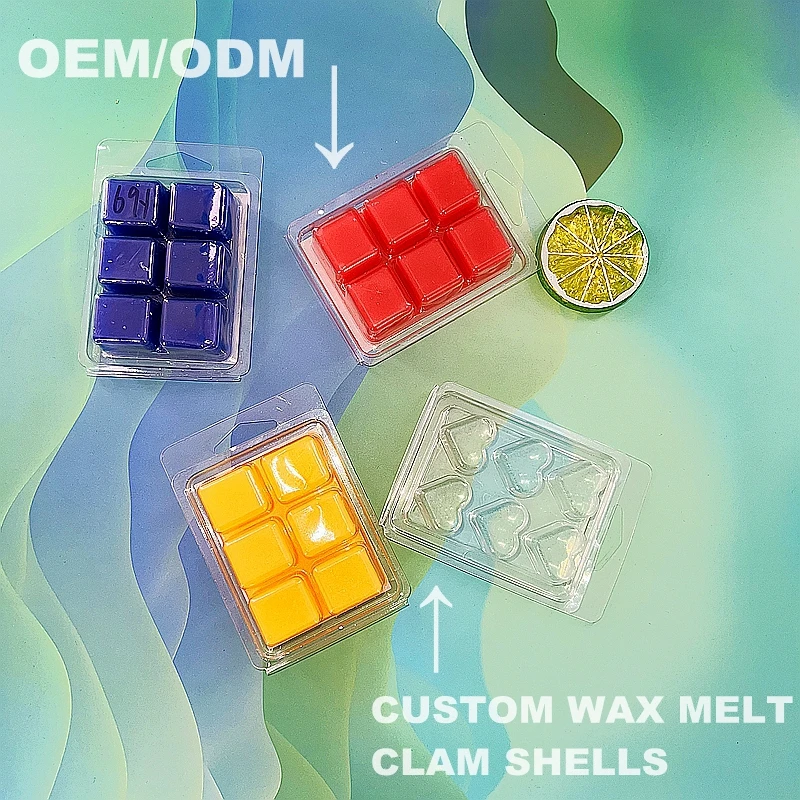 6 Cavities Plastic Blister Rectangle Shaped Wax Melt Clam Shell Candles Packaging Boxes