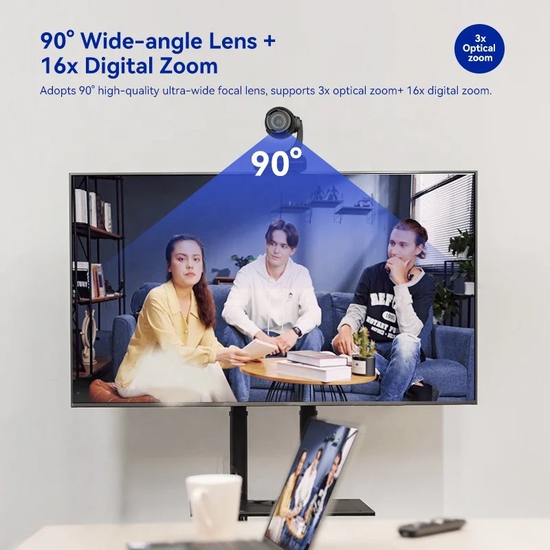 Rocware cost effective HD 1080P 3X Optical Zoom 16X Digital Zoom Mini PTZ USB video camera for zoom meeting google meet Teams