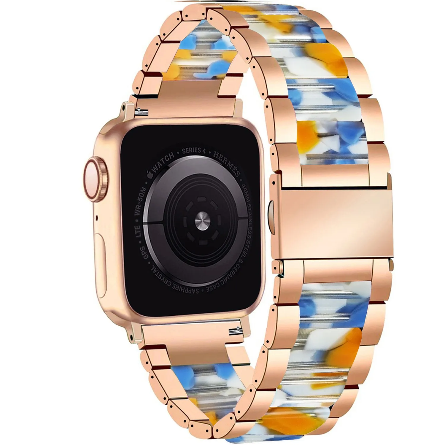 Fashion Testudinarious Resin Bracelet for iWatch 41mm 45mm Stainless Steel Strap with Resin for Apple Watch Series 8 7 Ultra