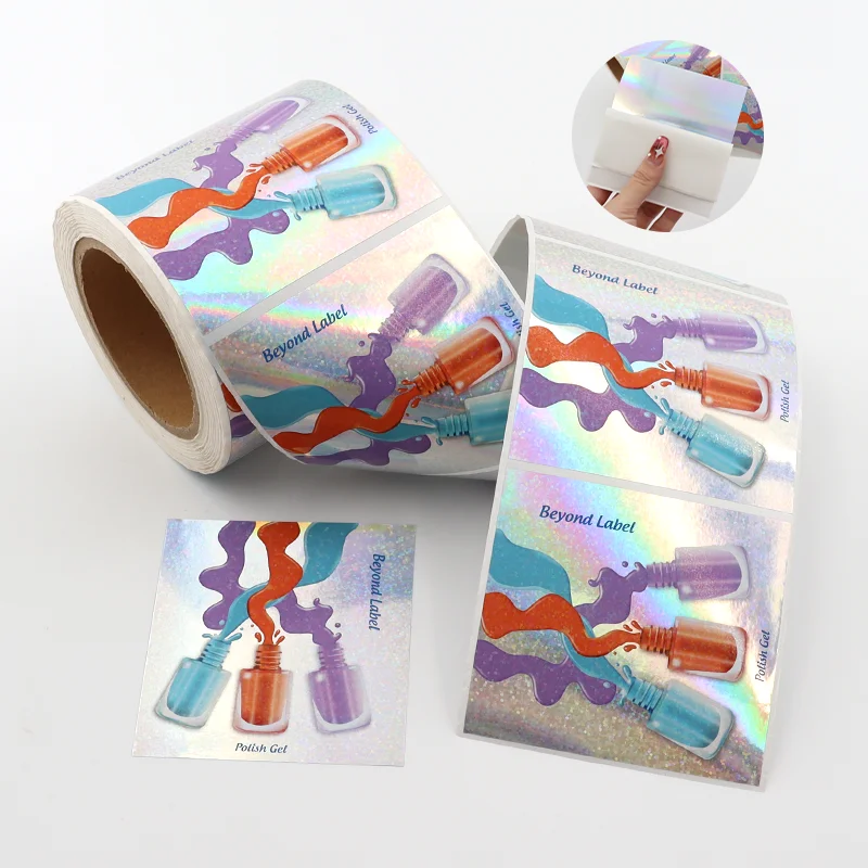 Free Sample China Manufacturers Customized logo Label Holographic Paper Pvc Packaging Printing Roll Sticker Printer