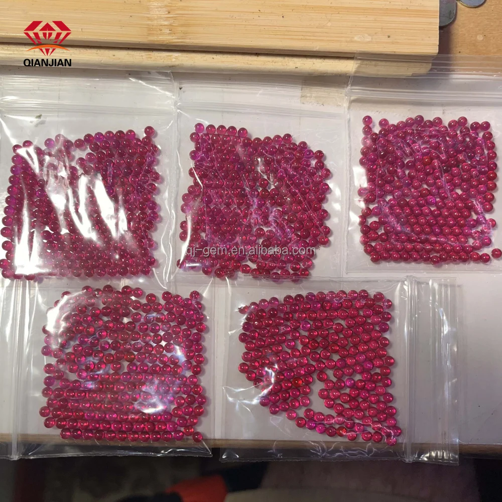 Wholesale price Ruby sphere 4mm 5mm 6mm 7mm 8mm Synthetic Corundum Pearl Ruby Bead 5# Red Loose Gemstone Ruby Balls