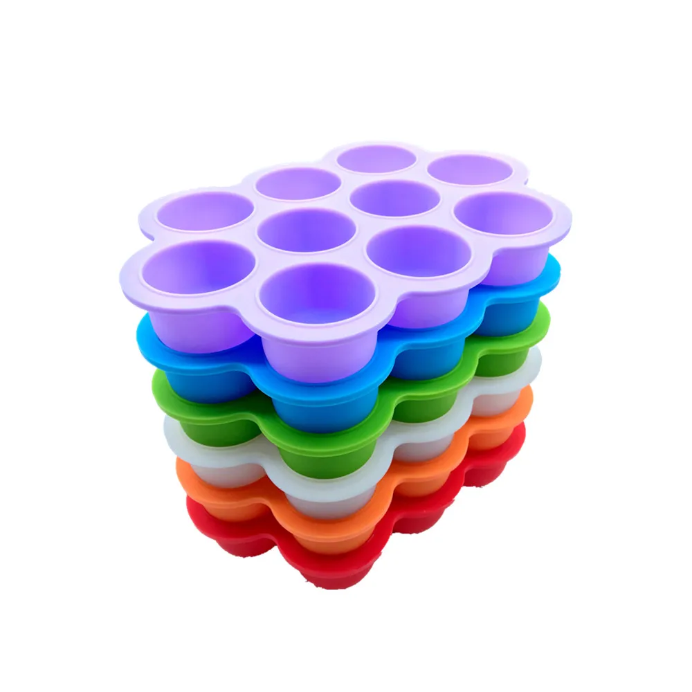 Reusable Storage Baby Food Container Dishwasher safe Silicone Freezer Ice Cube Trays Silicone Egg Bite Molds with PP Lid