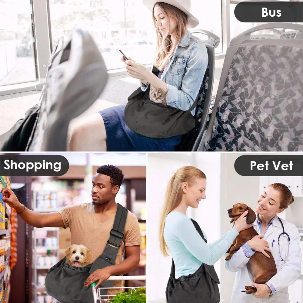 Pet Supplies Adjustable Padded Bottom Dog Sling Carrier Portable Outdoor Travel Sling Bags Comfot Single Sling Bag For Dog Cat