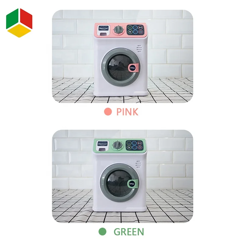 QS Toy Pink Green Color B/O Simulation Safe Way To Use Roller Electric Toy Touch Screen Version Of Washing Machine Toy For Sale