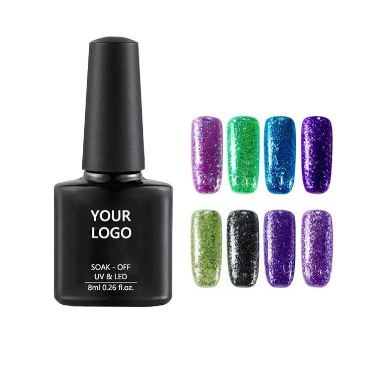 HEMA FREE Glitter UV Gel Nail Polish Set Color Series Led Nail Gel Varnish Semi Permanent Led Nail Lacquer Sequins Gel