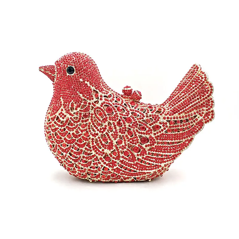CHALIWINI Women evening party bag colorful diamonds luxury crystal clutch bridal wedding party handbag animal bird crystal purse