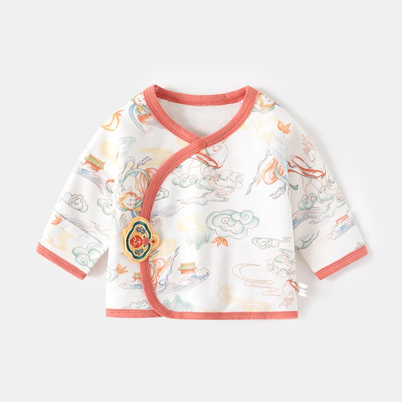 Newborn Baby National Style Tang Suit Monk Clothes Cotton Half-Back Underwear with Plate Buckle Spring Autumn Baby Jacket