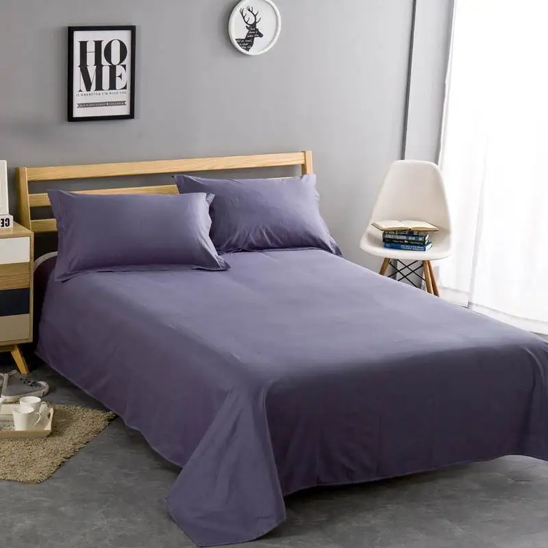 hot sale bedding set online candy flat sheet customized size and style bed sheet set with 2pc pillowcases polyester bed linen