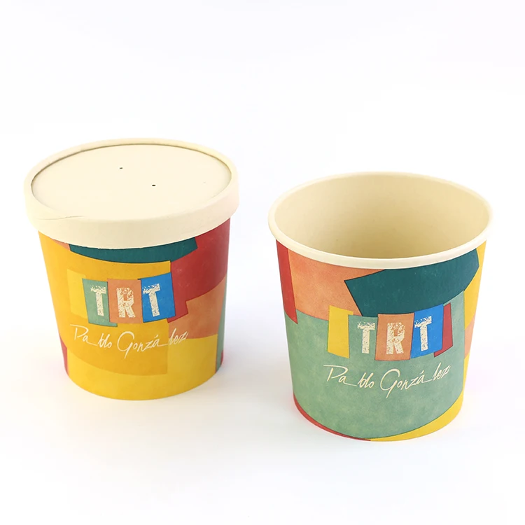 Eco-friendly Biodegradable Disposable Food Packaging 12oz 20oz 24oz 26oz 32oz Takeaway Kraft Paper Soup Cup Bowl With Lid