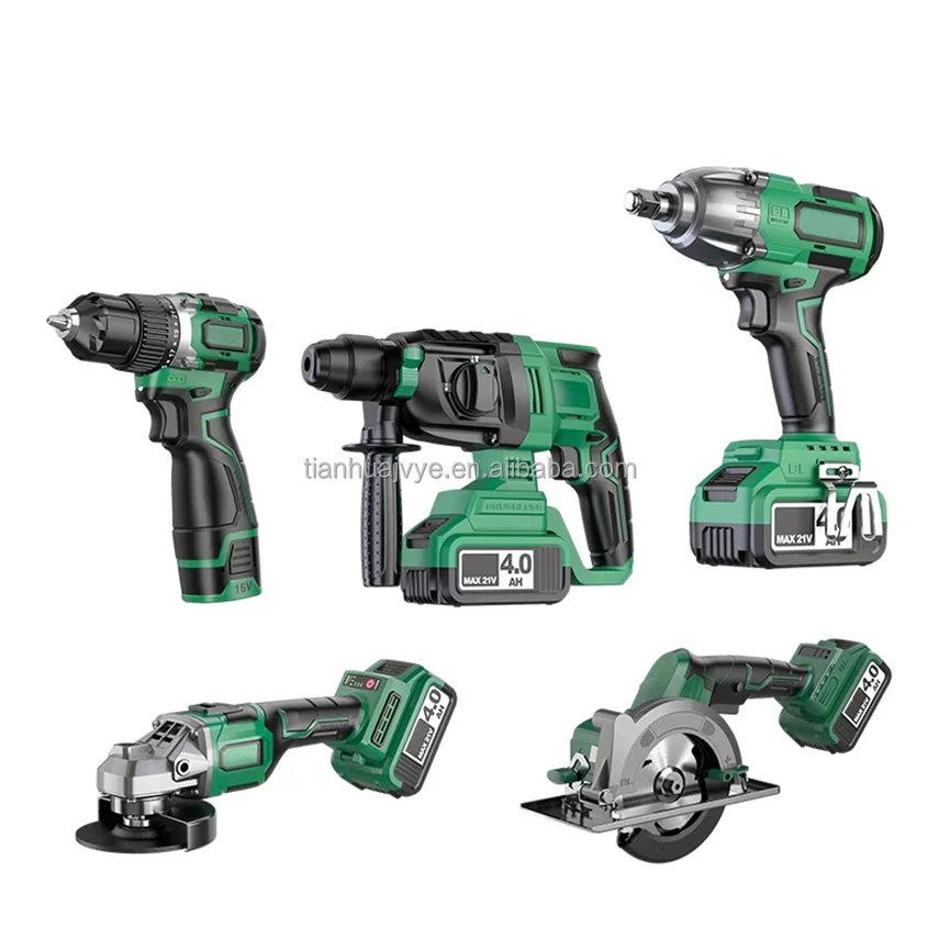4-Piece 20V Cordless Power Drill Combo Set with Electric Wrench 1-Year Warranty OEM Support for Repair Use Boxed with Hard Case