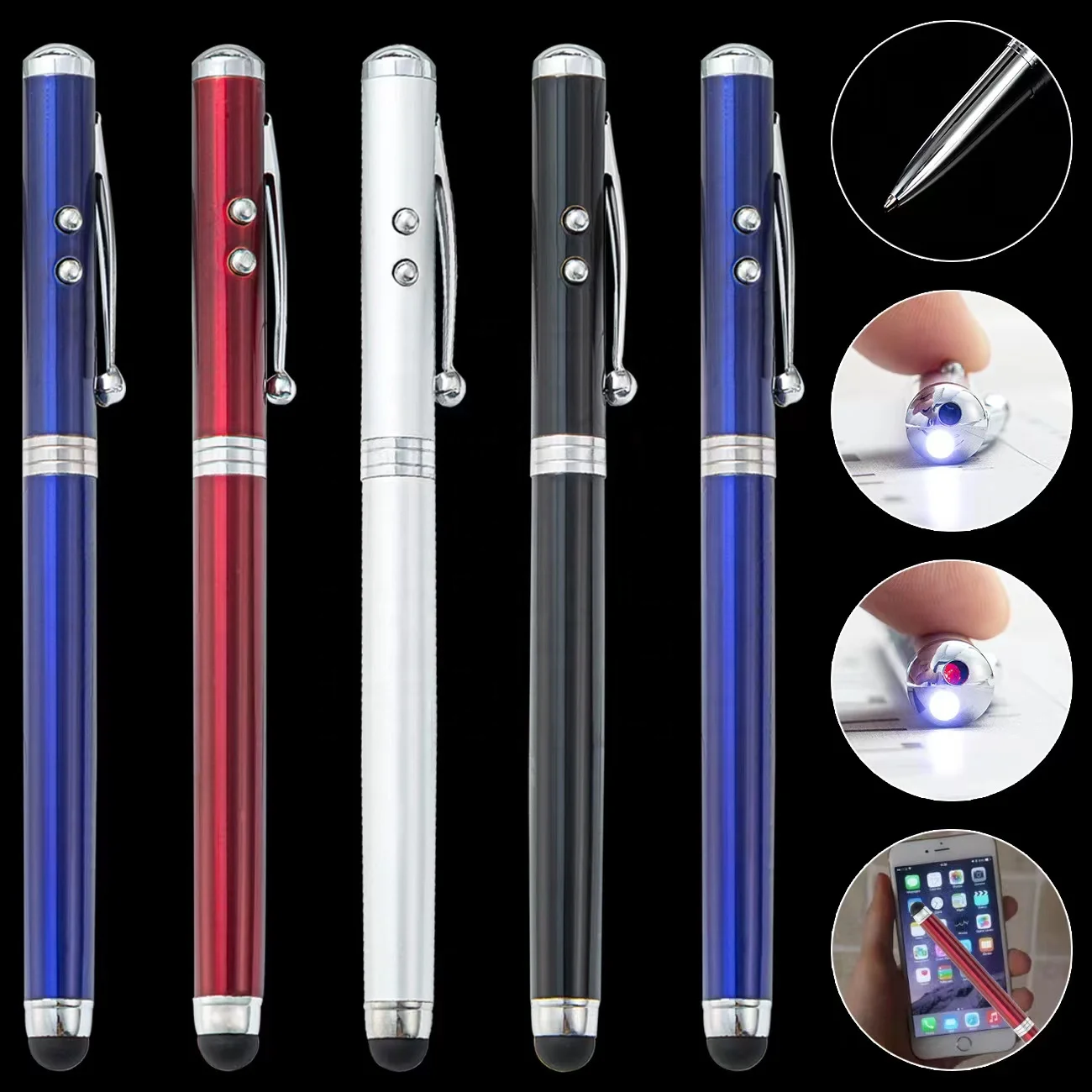 stylo personnalisable led torch lighting ball pen multifunction tablet screen mobile touch stylus pen active for apple