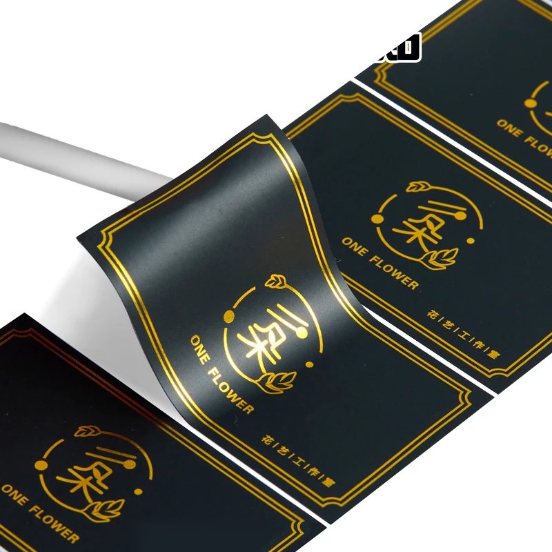 biodegradable waterproof custom roll logo luxury packaging bottle embossed gold labels stickers printing for cosmetic