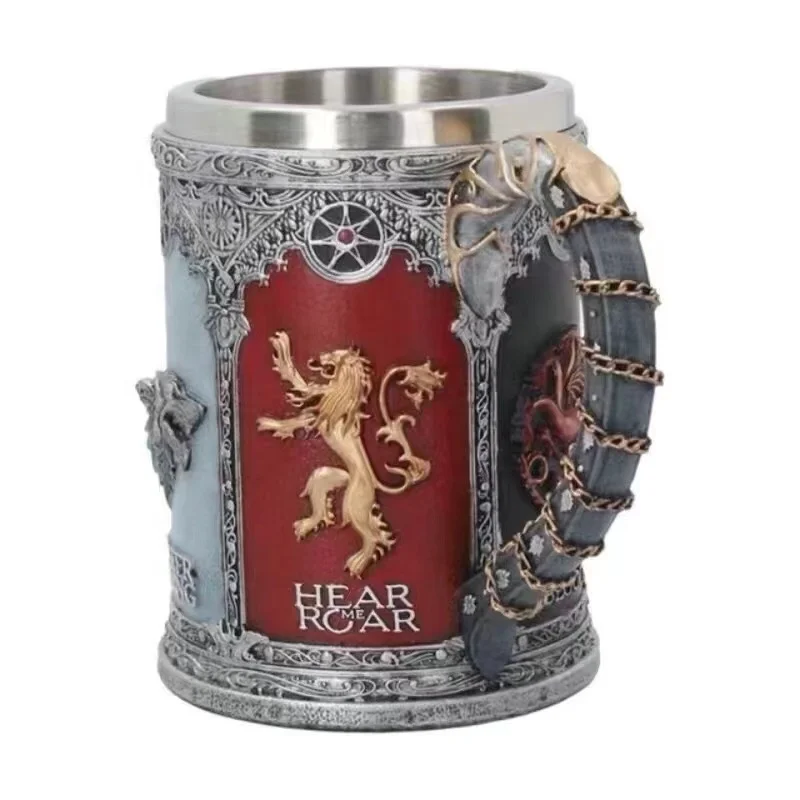 Medieval Roaring Dragon Mug Stainless Coffee Cup Gift Beer Stein Tankard Vikings merchandise Novelty Gothic Party Decoration