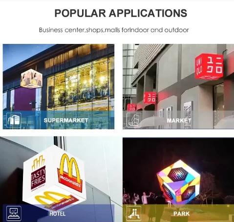 shop professional cube screen 4side 5side 6side LED Display P2.5 P3 P4mm LOGO Customized Retail Store