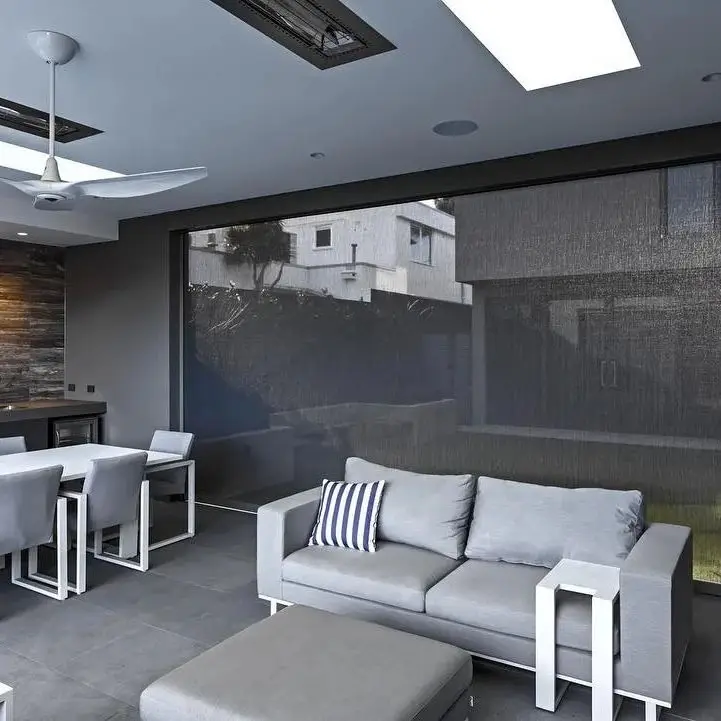 Electric curtain remote control smart blind  fabric mesh screen roller shade motorized for indoor or outdoor living